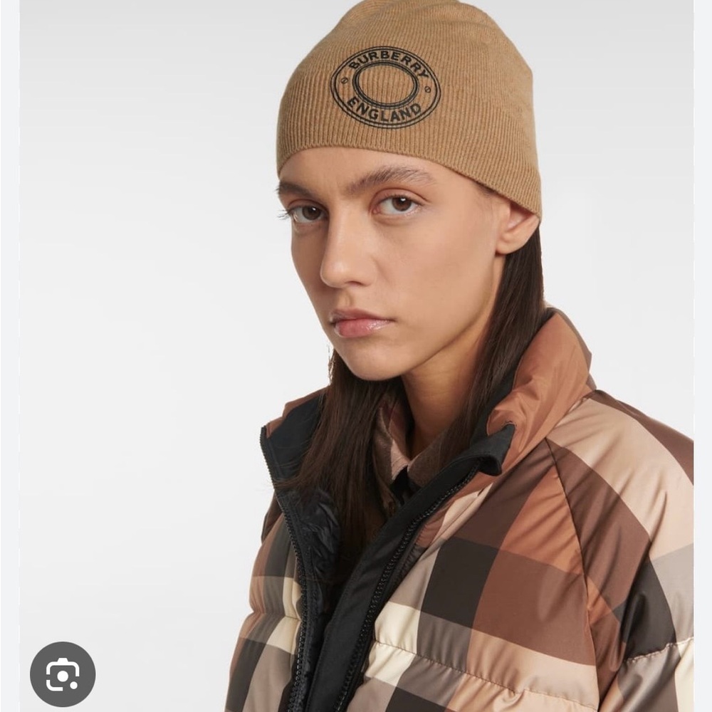 Burberry Charcoal Ribbed Beanie 100% Cashmere NWT - Picture 4 of 6